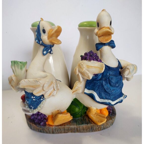 Vintage Oil & Vinegar Cruet Set Japan Hand Painted Ducks 6" Tall 1970's - Picture 10 of 14